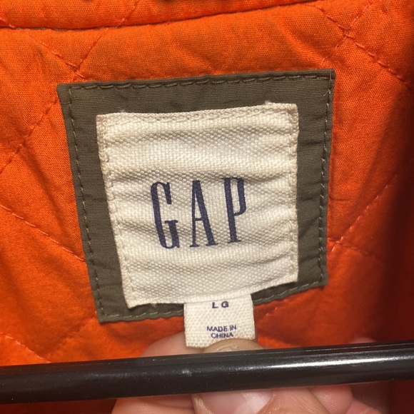 Vintage army green gap bomber jacket- orange interior - Picture 3 of 4